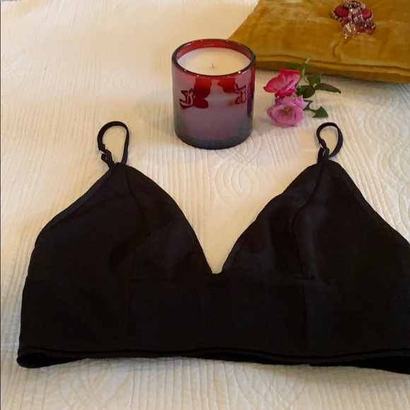 FREE PEOPLE INTIMATELY PARADISE BRAMI BLACK SATIN RAW EDGE DETAIL LAST SZ S - Picture 10 of 10